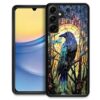 WANKBLC Compatível com Samsung Galaxy A15, proteção à prova de choque para homens mulheres antiderrapante para Samsung Galaxy A15 Crazy Pattern Vitral Window Artwork Blue Crow