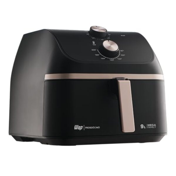WAP Fritadeira Air Fryer MEGA FAMILY 9 Litros com Cesto Amplo e Circulação de Ar 360°, Timer Sonoro 1900W 220V