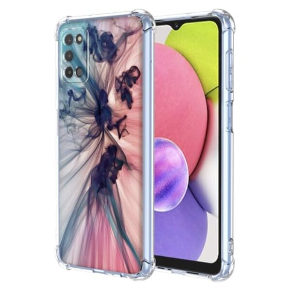 WEIOUHR Capa para celular Galaxy A03s Samsung A03s transparente TPU macio, design de padrão abstrato, leve resistente a choques e arranhões, para Samsung Galaxy A03s (166) (rosa azul-escuro)