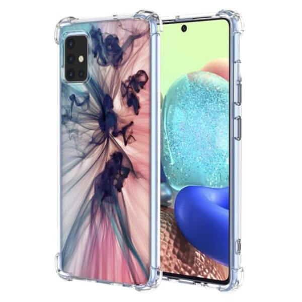 WEIOUHR Capa para celular Galaxy A71 5G Samsung A71 5G transparente TPU macio, design de padrão abstrato, leve resistente a choques e arranhões, para Samsung Galaxy A71 5G (azul escuro rosa)