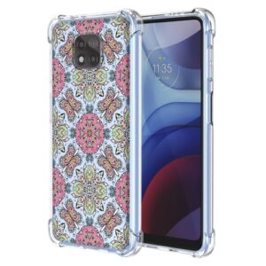 WEIOUHR Capa para celular Moto G Power 2021 TPU transparente e macio, design estilo boêmio, resistente a arranhões e leve para Motorola G Power 2021 (rosa verde)