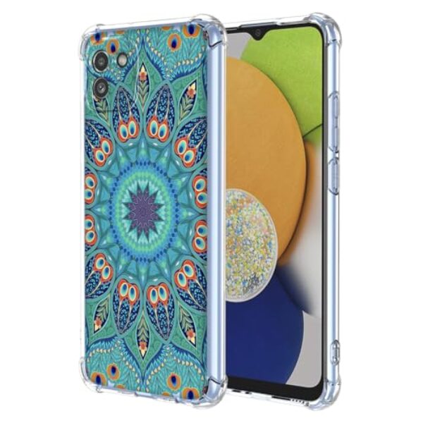 WEIOUHR Capa para Galaxy A03 Samsung A03 Capa protetora de TPU macio transparente, design em relevo verde, resistente a arranhões, proteção leve, para Samsung Galaxy A03 (164) (verde pavão)