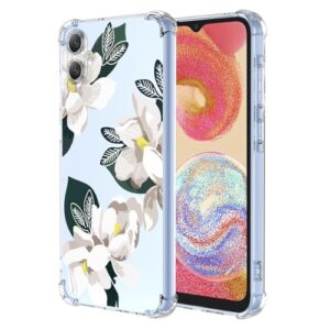 WEIOUHR Capa para Galaxy A04e Samsung A04ephone, design de flor branca de TPU macio transparente, à prova de choque, resistente a arranhões, leve, para Samsung Galaxy A04e (Magnólia)