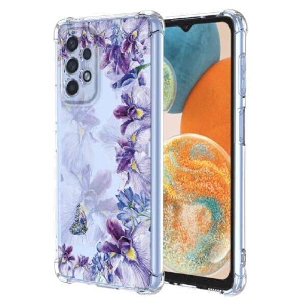 WEIOUHR Capa para Galaxy A23 4G Samsung A23 4G design de impressão de íris TPU macio transparente, resistente a choques e arranhões, para Samsung Galaxy A23 4G (roxo íris)