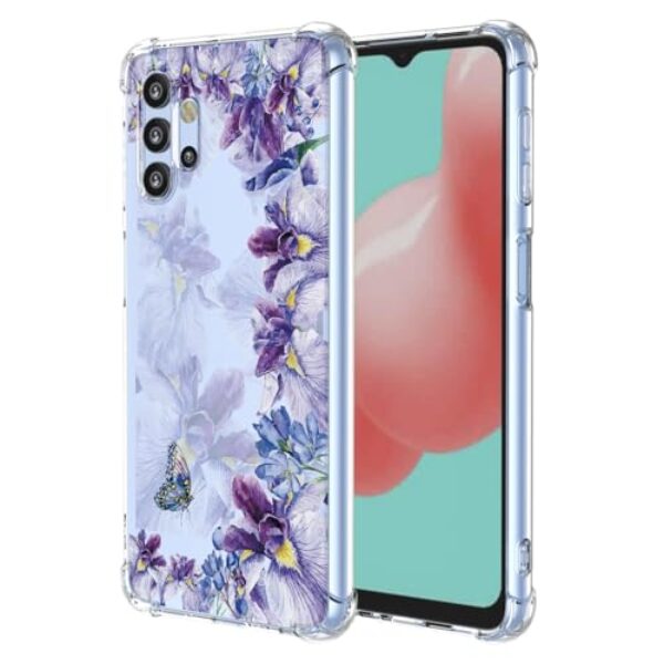 WEIOUHR Capa para Galaxy A32 5G Samsung A32 5G design de impressão de íris TPU macio transparente, resistente a choques e arranhões, para Samsung Galaxy A32 5G (roxo íris)
