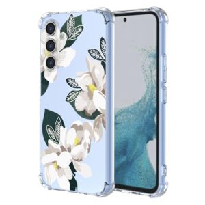 WEIOUHR Capa para Galaxy A54 5G Samsung A54 5Gphone, design de flor branca de TPU macio, à prova de choque, resistente a arranhões, leve, para Samsung Galaxy A54 5G (Magnólia)