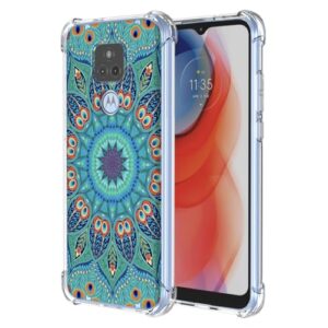 WEIOUHR Capa para Moto G Play 2021 Capa protetora de TPU macio transparente, design em relevo verde, resistente a arranhões, proteção leve, para Motorola G Play 2021 (verde pavão)