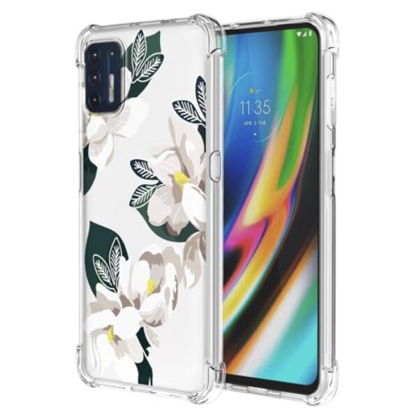 WEIOUHR Capa para Moto G Stylus 2021 4Gphone, design de flor branca de TPU macio, à prova de choque, resistente a arranhões, leve, para Motorola G Stylus 2021 4G (Magnolia)