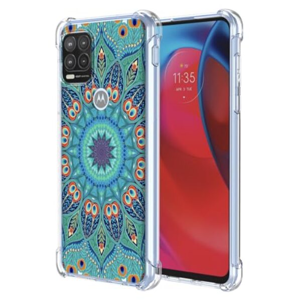 WEIOUHR Capa protetora para Moto G Stylus 2021 5G transparente TPU macio, design em relevo verde, resistente a arranhões, proteção leve, para Motorola G Stylus 2021 5G (verde pavão)