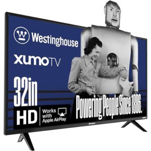 Westinghouse Smart TV de 32 polegadas, TV HD Xumo com controle remoto de voz, televisão de tela plana com Dolby Atmos, Blueooth, Apple AirPlay, Wi-Fi e conectividade móvel