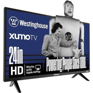 Westinghouse Smart TV de 61.0 cm, TV HD Xumo com controle remoto de voz, televisão de tela plana com Dolby Atmos, Bluetooth, Apple AirPlay, Wi-Fi e conectividade móvel