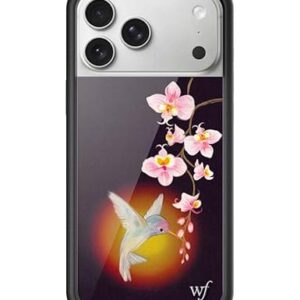 Wildflower Capas - Compatível com Apple iPhone 17 Pro Max | Amortecedor preto protetor, certificado de teste de queda de 1,2 m, pequenas empresas de propriedade feminina | pássaro natureza rosa floral