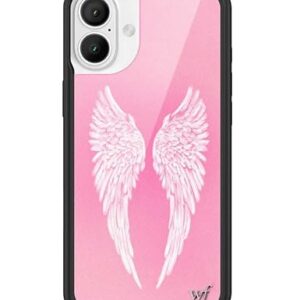 Wildflower Capas - Compatível com iPhone 16 Plus | Amortecedor preto protetor, certificado de teste de queda de 1,2 m, pequenas empresas de propriedade feminina | Angel Baby - rosa pêssego branco asas