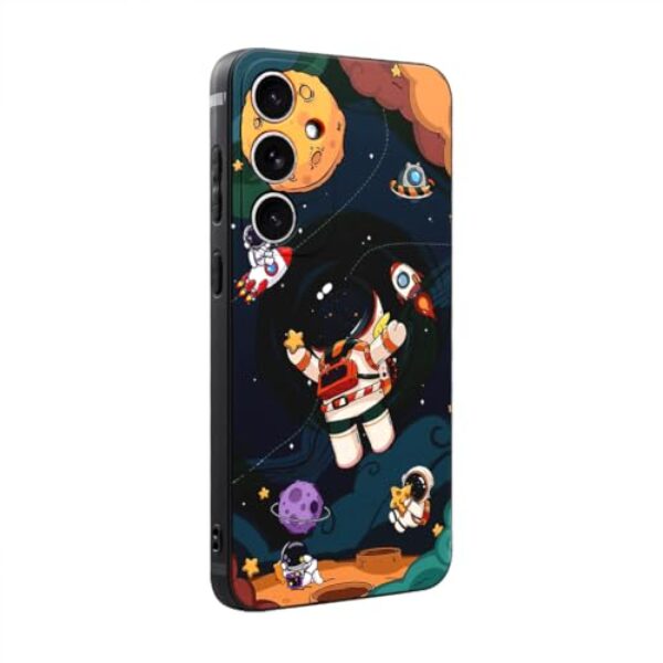 WOFOLE Capa de telefone astronauta para Samsung Galaxy S25 para meninos meninas desenho fofo desenho foguete design estética à prova de choque designer legal compatível com Samsung Galaxy S25
