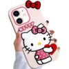 WONLEED Capa compatível com iPhone 16 Plus, linda capa de telefone de gato kawaii, personagem 4D, capa rosa de silicone macio para crianças, meninas e mulheres (6,7 polegadas)
