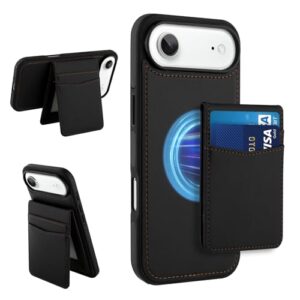 WPCase Capa carteira para iPhone Air [compatível com MagSafe] com suporte magnético para cartão para homens e mulheres, capa protetora de couro preto para iPhone 17 Air com suporte para carteira