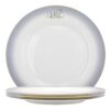 Wpslnwo Conjunto de louça porcelana fina osso chinês, pratos de salada 8 polegadas 4 peças moda cinza dourado bordas conjuntos de talheres de porcelana de para 4 pessoas com embalagem de caixa de presente