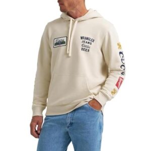 Wrangler Moletom masculino branco antigo com capuz branco, Marfim, GG