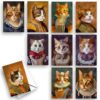 Wright Home & Gift Cartões de felicitações em branco para todas as ocasiões da Cat Portraits | Conjunto sortido de 10 variedades a granel + 10 envelopes (10 x 6)