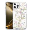 XIQI Capa protetora compatível com iPhone 17 Pro para mulheres e meninas, design de flores florais fofas [compatível com Mag-Safe] Capa protetora para iPhone 17 Pro de 6,3 polegadas, borboleta de