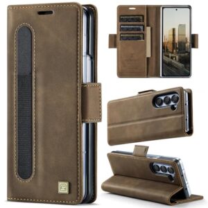 XKchatpt Capa carteira para Samsung Galaxy Z Fold 6, capa de couro PU com suporte para caneta, capa de telefone com [bloqueio RFID] [3 porta-cartões] Capa protetora à prova de choque para Samsung