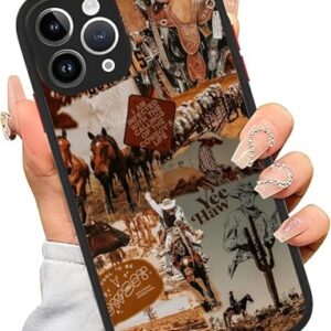 XUNQIAN Capa compatível com iPhone 16 Pro, compatível com MagSafe Aesthetic Retro Cowgirl Cowboy Western Aesthetic Horse Capa protetora de arte impressa (para iPhone 16 Pro)