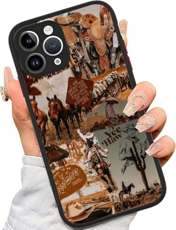 XUNQIAN Capa compatível com iPhone 16 Pro Max, compatível com MagSafe Aesthetic Retro Cowgirl Cowboy Western Aesthetic Horse Capa protetora de arte impressa (para iPhone 16 Pro Max)