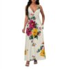 Xvceng Vestido longo de verão 2025, sem mangas, costas nuas, ombros de fora, decote em V, roupas de festa, Multicolorido (7), GG