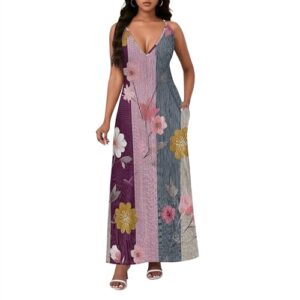 Xvceng Vestido maxi feminino com decote em V e ombros de fora, sem mangas, alças finas, vestidos de festa, Multicolorido (6), GG