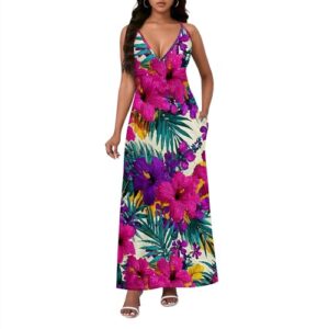 Xvceng Vestido maxi feminino elegante sem mangas 2025 verão tomara que caia ombro de fora frente única vestido de coquetel, Multicolorido (1), G