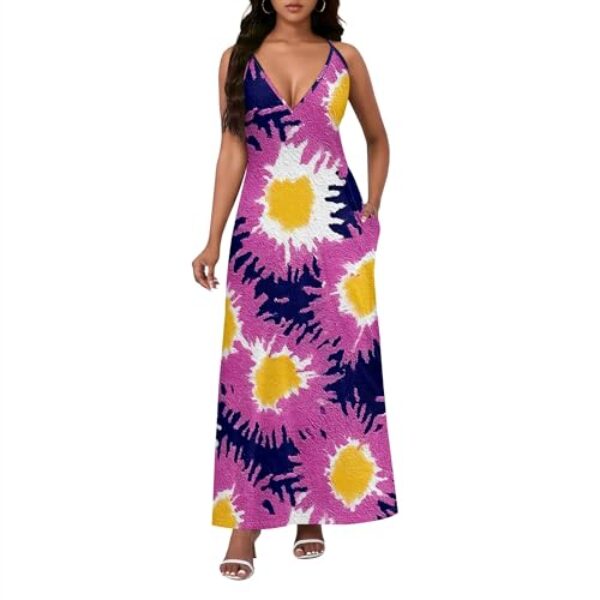 Xvceng Vestido maxi feminino elegante sem mangas 2025 verão tomara que caia ombro de fora frente única vestido de coquetel, Multicolorido (15), 3G