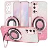 Yarxiawin Capa de telefone para Samsung S20 FE 5g com suporte magnético de anel, efeito de glitter para Samsung Galaxy S20 FE 5g, capa de silicone transparente, macia, fina, à prova de choque