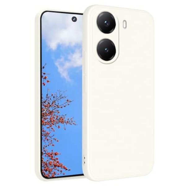 Yarxiawin Capa de telefone para Xiaomi Poco X7 Pro toque macio sedoso roxo, capa protetora estética de silicone fina anti-impressão digital à prova de choque capa fofa (branca)