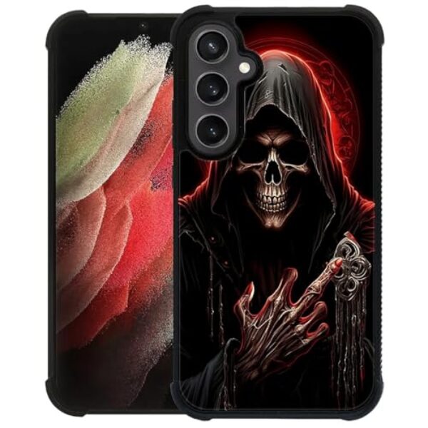 yicomon Compatível com Samsung Galaxy S23 FE, capa de telefone com estampa de caveira vermelha legal durável moda engraçada capa protetora macia antiarranhões à prova de choque