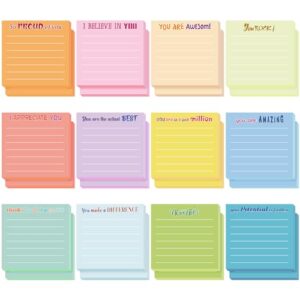 Yinder 12 peças de notas adesivas de agradecimento do funcionário, presente de Natal, blocos de notas de motivação a granel, mini presente inspirador para professor, enfermeira, colega de trabalho