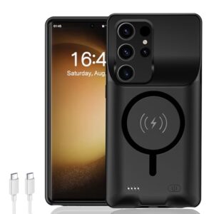 YINGYKJ Capa com bateria para Galaxy S22 Ultra/S23 Ultra, [12000mAh] Capa protetora portátil inteligente sem fio compatível com Galaxy S22 Ultra/Galaxy S23 Ultra (preta)