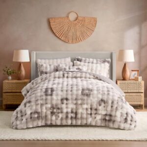 YnM Cobertor pesado ultramacio, cobertor de cama pesado fofo com bolhas, edredom grande de pele sintética de pelúcia, peça de decoração de casa macia e quente (marrom tie-dye, 228 x 264 cm, 9 kg, King