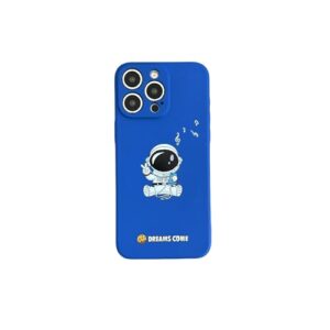 Yonds Queen Capa fofa para iPhone 16 Pro, desenho animado astronauta planeta lua design elegante TPU macio à prova de choque antiderrapante (música azul, iPhone 16 Pro)