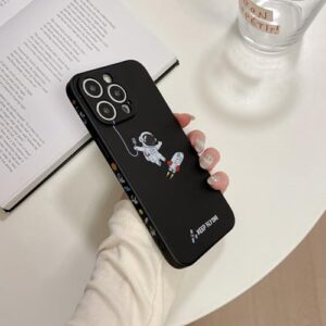 Yonds Queen Capa fofa para iPhone 17, desenho animado astronauta espacial foguete lua design elegante TPU macio à prova de choque antiderrapante capa protetora (iPhone 17, foguete)