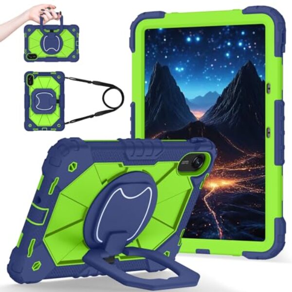 YOUULAR Capa para tablet com alça de ombro para Samsung Galaxy Tab A11+ 11 polegadas, capa protetora resistente à prova de choque com suporte, alça de ombro para crianças, mulheres, azul marinho