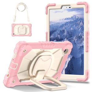 YOUULAR Capa para tablet com alça de ombro para Samsung Galaxy Tab A11 22.1 cm, capa protetora resistente à prova de choque com suporte, alça de ombro para crianças, mulheres, homem, ouro rosa