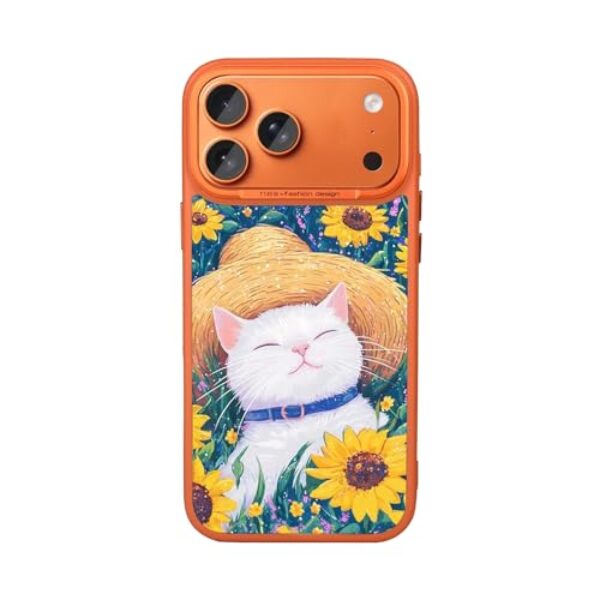 YOVIAKK Capa para iPhone 17 Pro Max bonita luminosa para iPhone que brilha no escuro (gato de olho fechado)