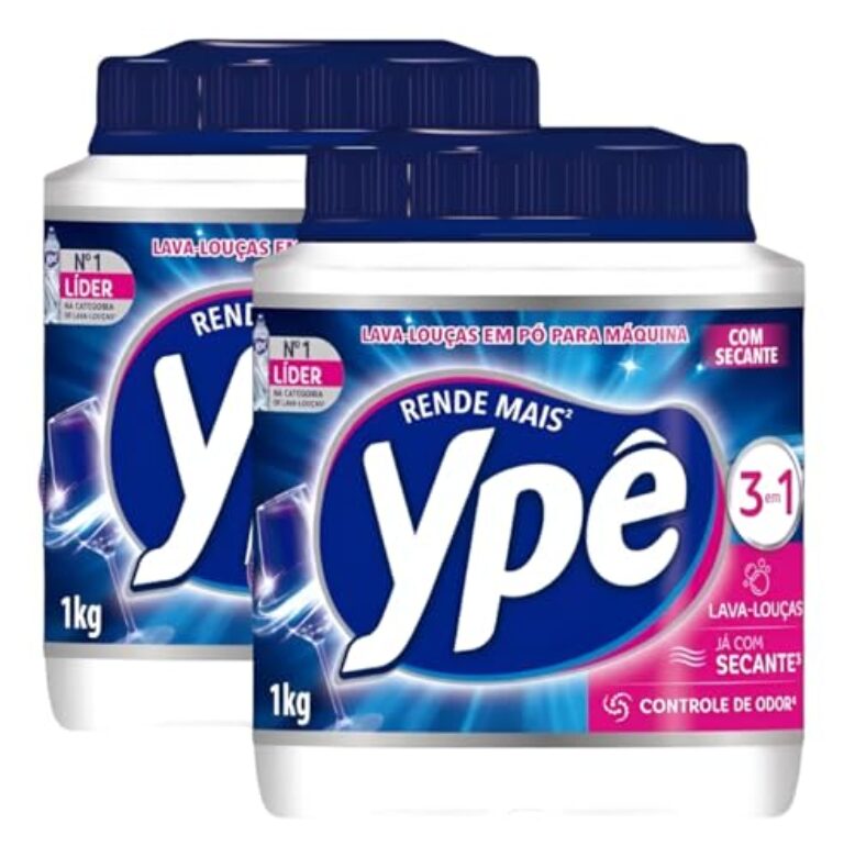 Ypê Detergente em Pó para Máquina Lava-Louças com Secante, 1kg, Controle de Odor, Kit com 2 Unidades