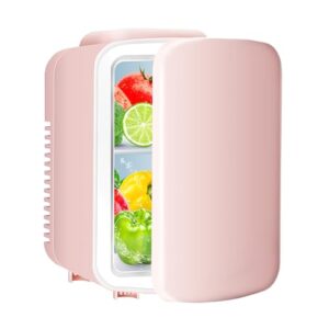 YSSOA Mini frigorífico de 4 litros, refrigerador portátil e aquecedor de 6 latas, frigoríficos compactos 100% livres de freon e ecológicos, para alimentos, bebidas, cuidados com a pele, escritório