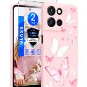 Yucenx Capa floral para Motorola Moto G 5G 2026/Moto G Play 2026 com 2 protetores de tela, capa protetora à prova de choque de silicone líquido macio para meninas e mulheres para Moto G 5G 2026/G Play