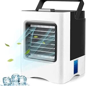 YWangQiang Ar Condicionado Portátil 3 Velocidades Ventilador de Ar Condicionado Pessoal com Bandeja de Gelo Refrigerador de Ar Evaporativo Silencioso para Sala de Escritório em Casa Desktop (Branco)