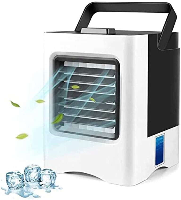 YWangQiang Ar Condicionado Portátil 3 Velocidades Ventilador de Ar Condicionado Pessoal com Bandeja de Gelo Refrigerador de Ar Evaporativo Silencioso para Sala de Escritório em Casa Desktop (Branco)