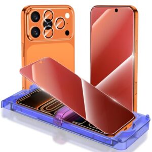 YWXTW [Protetor de tela de privacidade Fashion Badge para iPhone 17 Pro Max de 6,9 polegadas, pacote com 2 + 1 conjunto de protetor de lente de câmera, antiluz azul, antiespião, 17 Pro Max, roxo