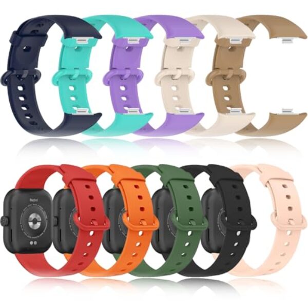 Z.DuDuZAZA Pacote com 10 pulseiras de reposição para smartwatch Xiaomi Redmi Watch 4 para homens e mulheres, fivela de pino clássica e cabeça de pulseira de metal de aço inoxidável (10 peças)