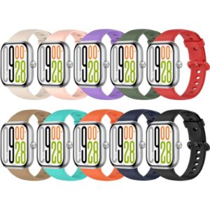 Z.DuDuZAZA Pulseiras esportivas compatíveis com Xiaomi Redmi Watch 5 para mulheres e homens, pulseira macia à prova d'água com adaptador de conexão de metal para Redmi Watch4 e Watch5, pacote com 10